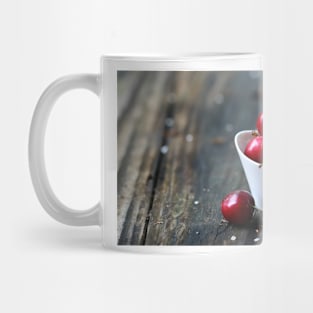 Cherries in a white bowl. Mug